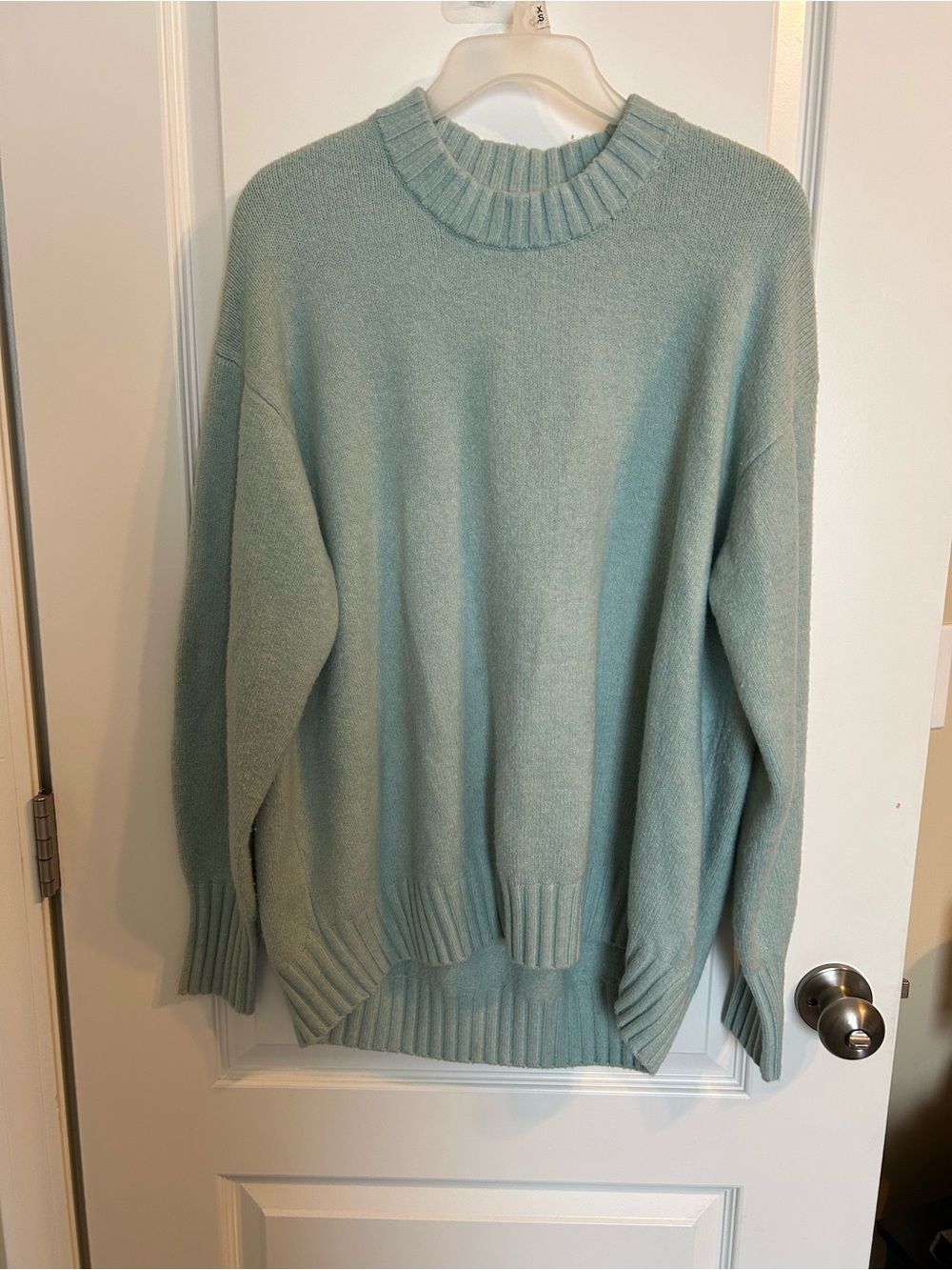 Soft Knit Crewneck Sweater in Seafoam Blue
